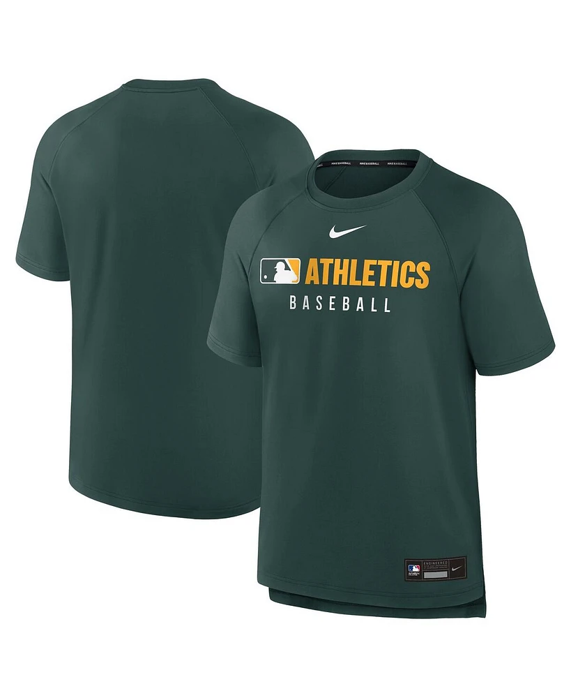 Nike Men's Green Athletics Authentic Collection Pregame Raglan Performance T-Shirt