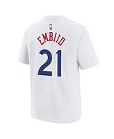 Nike Big Boys and Girls Joel Embiid White Philadelphia 76ers 2024/25 City Edition Name Number T-Shirt