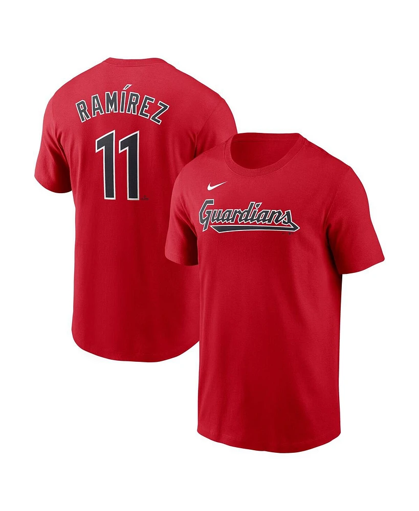 Nike Men's Jose Ramirez Red Cleveland Guardians Fuse Name Number T-Shirt