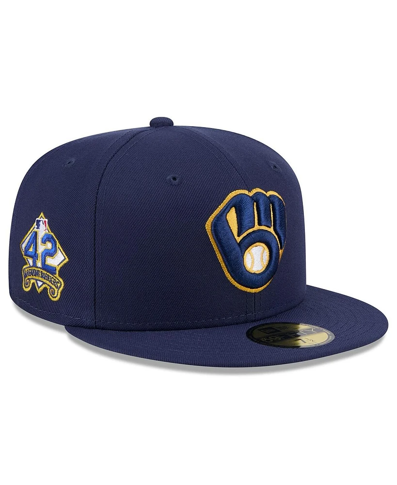 New Era Men's Navy Milwaukee Brewers 2025 Jackie Robinson Day 59FIFTY Fitted Hat