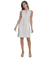 Jessica Howard Petite Lace-Trim Split-Neck Dress
