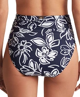 Lauren Ralph Women's Printed Shirred-Waist Bikini Bottoms