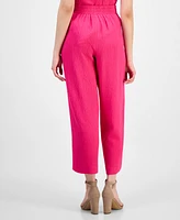 Ak Anne Klein Petite Textured Pull-On Mid-Rise Wide-Leg Pants