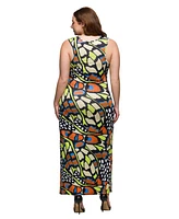 24seven Comfort Apparel Print Plus Razorback Tank Casual Maxi Dress