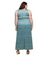 24seven Comfort Apparel Plus Sleeveless V-Neck Maxi Dress with Pockets