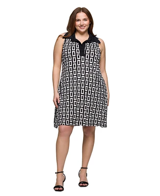 24seven Comfort Apparel Plus Sleeveless Collared Mini Dress