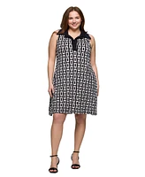 24seven Comfort Apparel Plus Sleeveless Collared Mini Dress