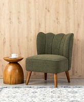 Glitzhome 32.75" Modern Hunter Upholstered Vertical Ripple Channel Tufted Accent Chair