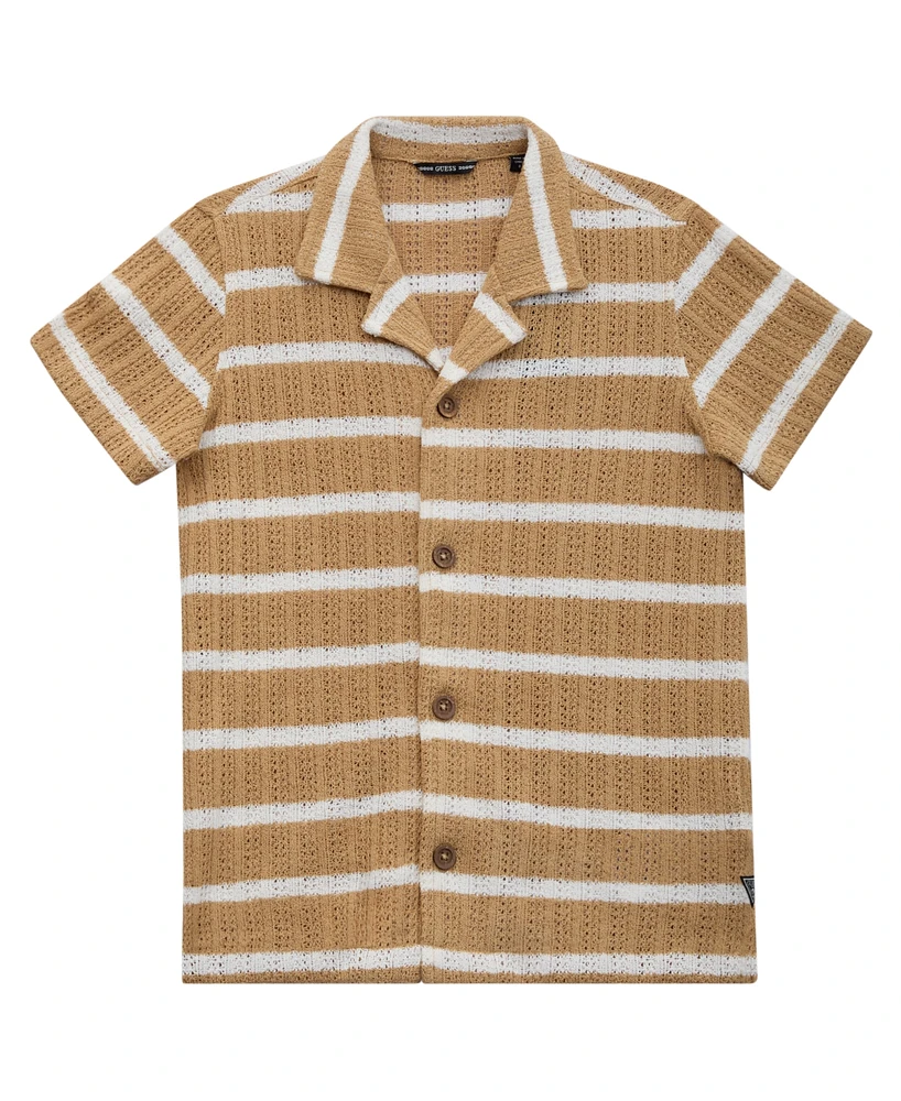 Guess Big Boys Textured Knit Button Down Shirt