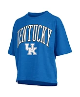 Pressbox Women's Royal Kentucky Wildcats Nelson Arch Over Logo Waist Length Oversized Slub T-Shirt