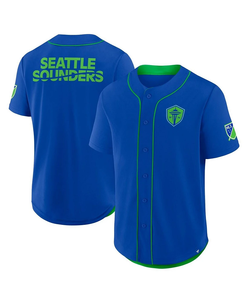 Fanatics Men's Blue Seattle Sounders Fc Injury Time Baseball Jersey