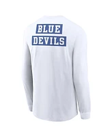 Nike Men's White Duke Blue Devils Two-Hit Classic Location Long Sleeve T-Shirt