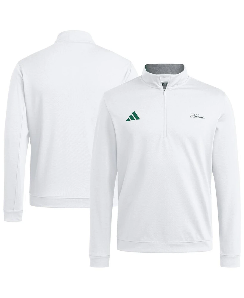Adidas Men's White Miami Hurricanes Elevated Quarter-Zip Jacket
