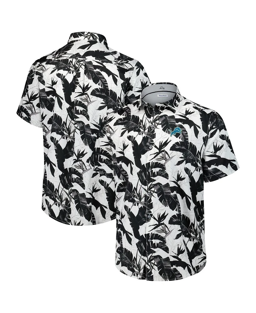Tommy Bahama Men's Black Detroit Lions Sunnyvale Blooms Camp Button-Up Shirt