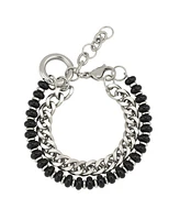 Genuine Stone and Stainless Steel Chain Bracelet