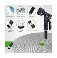 Garden Hose Stainless Steel Heavy Duty Water Hose No-Kink Rust Proof for Yard Outdoor