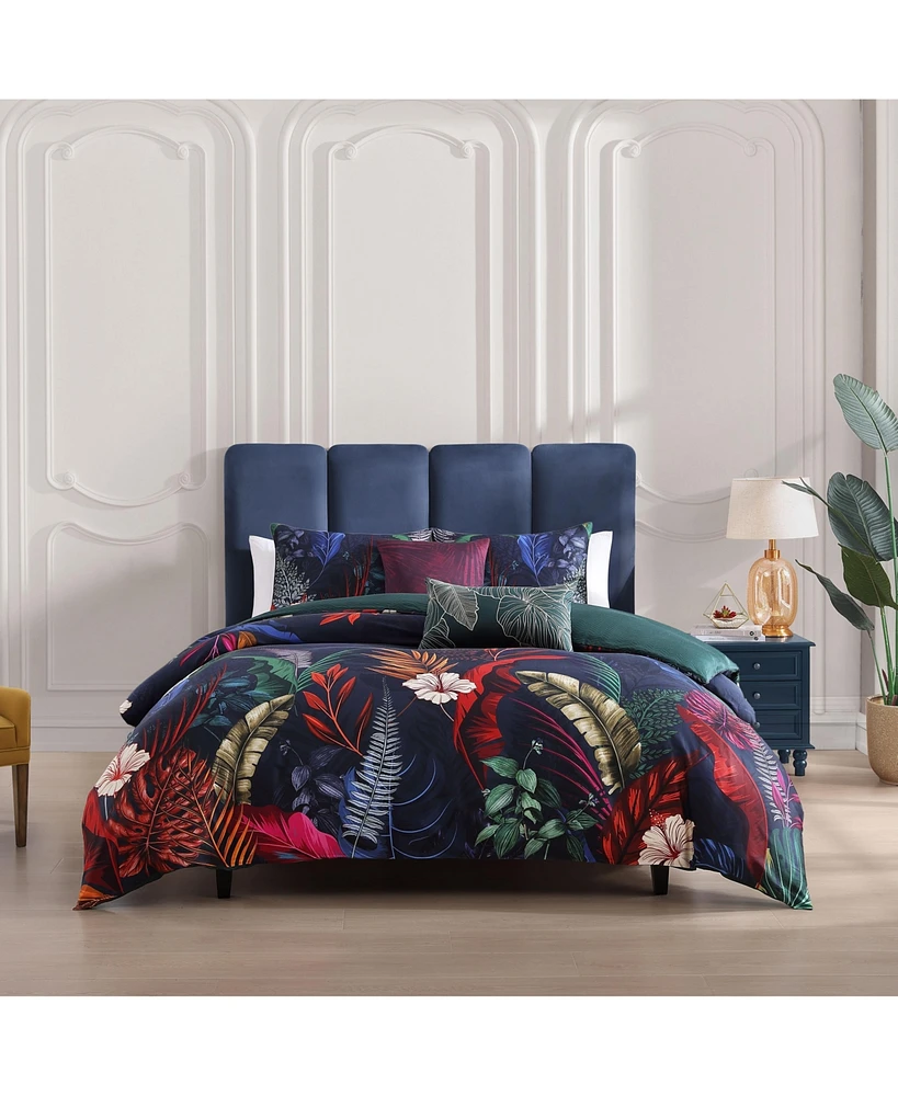 Bebejan Paradise Bedding 100% Cotton Sateen 5 Piece Queen Size Reversible Comforter Set