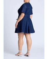 Eloquii Plus Lace Up Denim Mini Dress