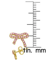 Lily Nily Girls Lab Ruby Bow Stud Earrings in 18K Gold over Sterling Silver