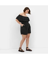 City Chic Plus Poppy Playsuit