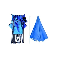 Foldable Camping Chair Outdoor Portable Picnic Double Chair with Umbrella Folding Beach Chair Backpacking Blue