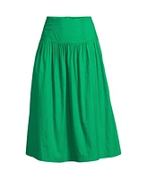 Lands' End Petite Poplin Drop Waist Midi Skirt - Set Bottom