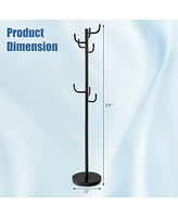 Metal Coat Rack Stand with 8 Sturdy Hooks and Metal Base