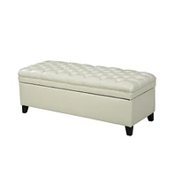 Pu Leather Storage Bench Classic Tufted Ottoman Multifunctional Bedroom and Living Room Bench-The Pop Home