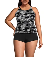 Lands' End Plus Tugless High Neck Strappy Back Tankini Swimsuit Top
