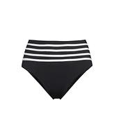 Lands' End Plus Smoothing High Waisted Bikini Bottom with Piping