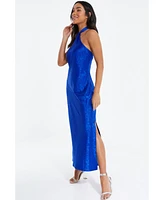 Quiz Women's Satin Halter Neck Maxi Dress