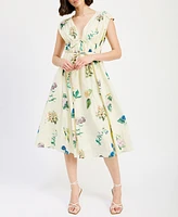En Saison Women's Ashley Printed Cotton Midi Dress