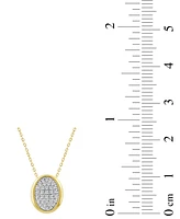 Diamond Oval Bezel Cluster Pendant Necklace (1/8 ct. t.w.) in 14k Gold, 16" + 2" extender