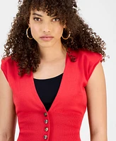 East On Rodeo Women's Sleeveless Button-Front Knit Vest