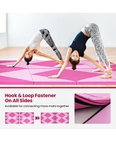 4-Panel Pu Leather Folding Exercise Gym Mat with Hook and Loop Fasteners
