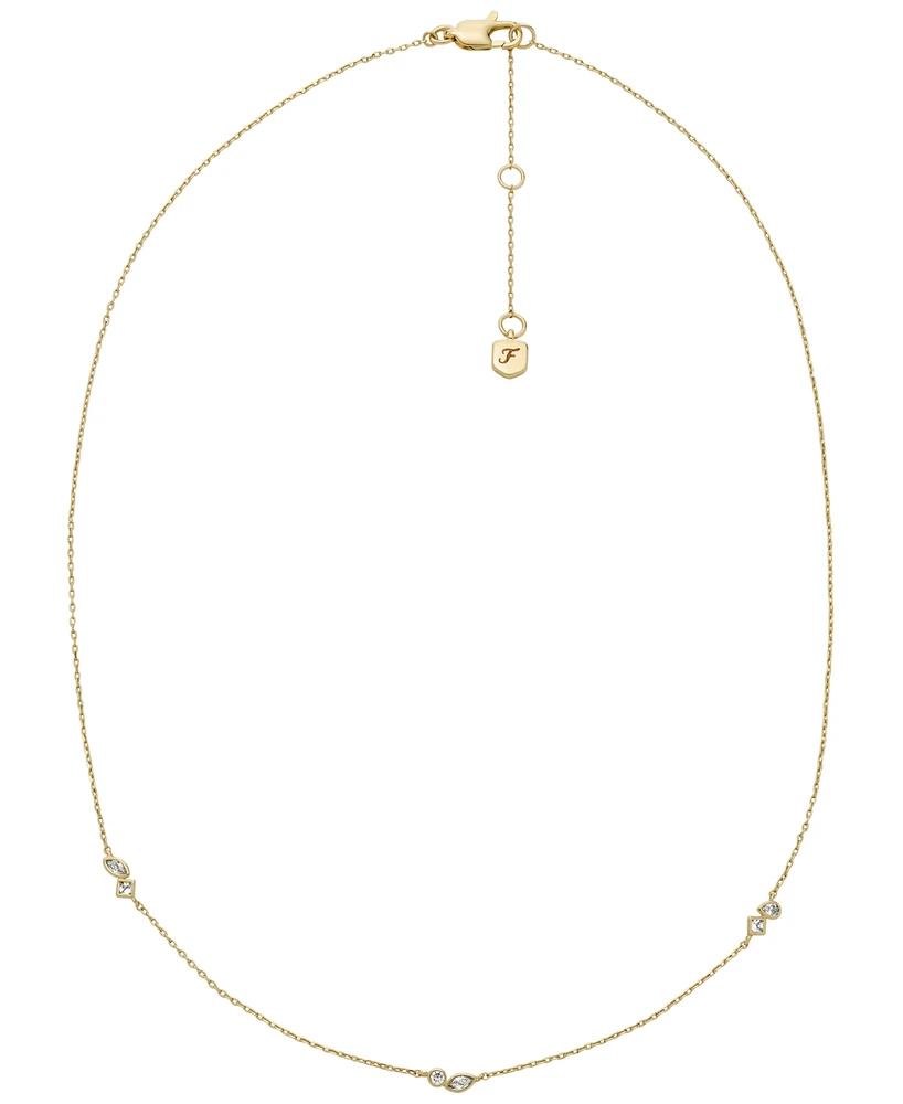 Fossil Gold-Tone Ellis Brass Station Chain Necklace