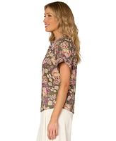 Democracy Petite Printed Pleated Blouse