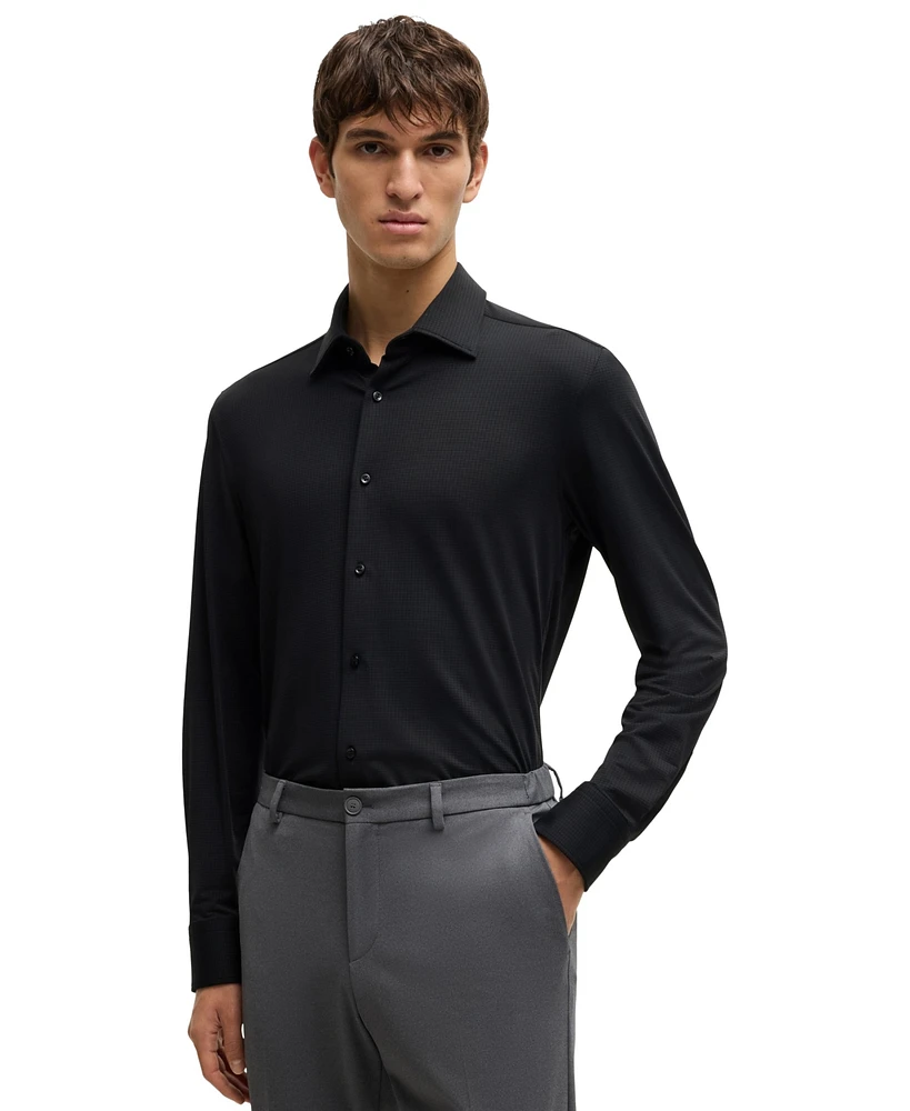 Boss by Hugo Men's Textured Performance Slim-Fit Dress Shirt