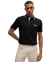 Boss by Hugo Men's Contrast Logo Cotton-Blend Polo Shirt