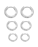 Adornia Silver 3-Huggie Hoop Earrings Set