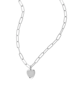 Adornia Tarnish Resistant Silver Heart Charm Paper Clip Chain Necklace