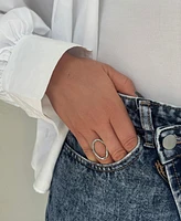 Adornia Silver Open Hammered Oval Ring