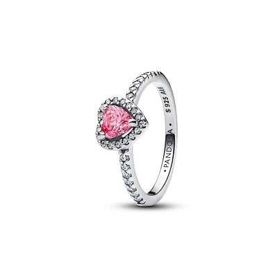 Pandora Elevated Pink Heart Sterling Silver Ring