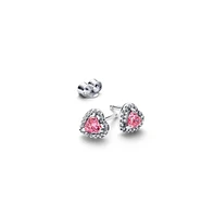 Pandora Sterling Silver Pink Heart Stud Earrings