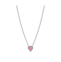 Pandora Sterling Silver Pink Elevated Heart Necklace