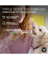 P.t. Supply Co. Triple-Sided Pet Toothbrush Kit, Eco-Friendly Wheat Straw Material for Dogs and Cats