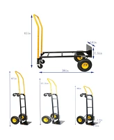 HT1006BK-yl Hand Truck Dual Purpose 2 Wheel Dolly Cart and 4 Wheel Push Cart with Swivel Wheels 330 Lbs Capacity Heavy Duty Platform Cart for Moving/W