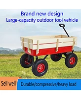 All Terrain Air Tires Outdoor Steel Garden Cart for Haulling Tools or Supplies in Your Backyard