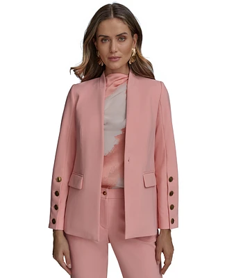 Donna Karan New York Petite Collarless One-Button Long-Sleeve Jacket