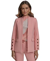Donna Karan New York Petite Collarless One-Button Long-Sleeve Jacket